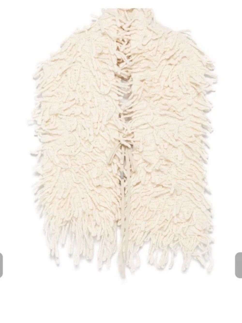 Ann Demeulemeester Cream Shaggy Fringe Drawstring Detail - Picture 2 of 10